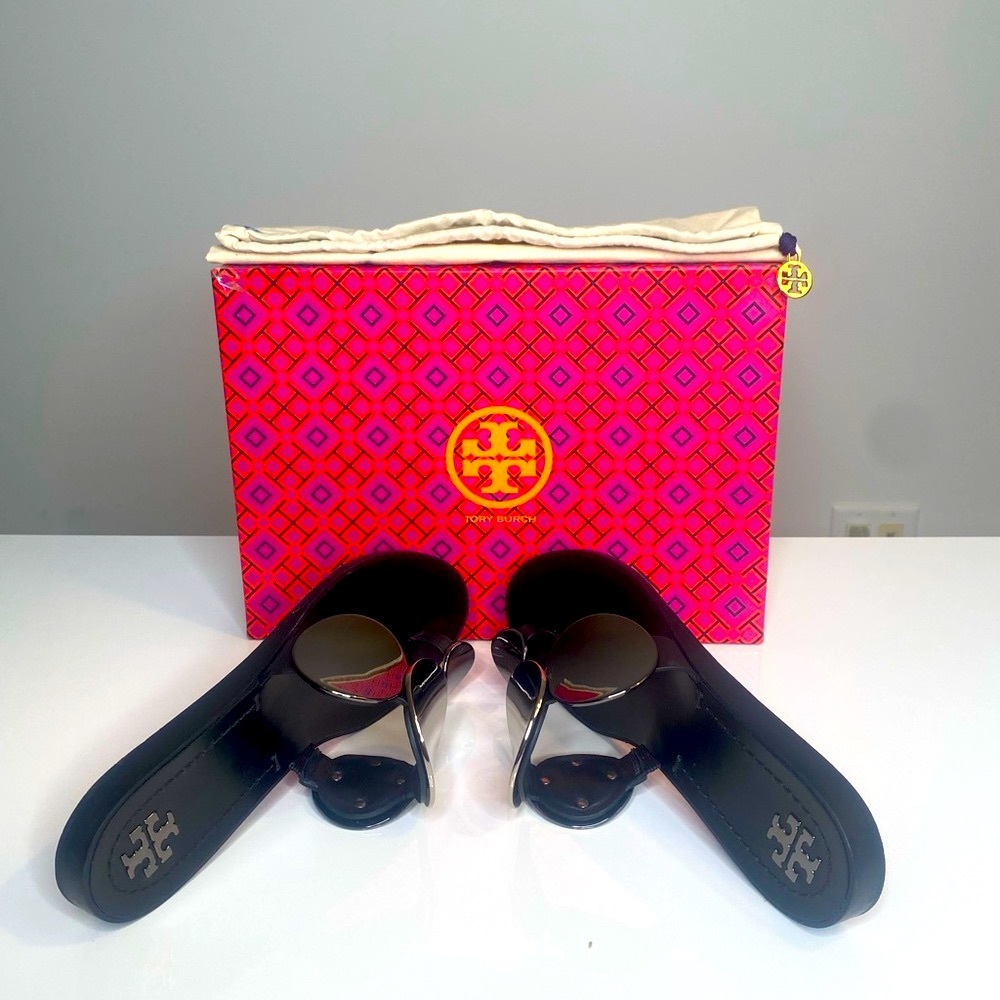 Tory Burch / Patos Multi Disk / Sandals / Gray and Black / Size 7 - Picture 10 of 12